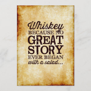 Convite Sinal de Mesa 5x7 em Pergaminho Whiskey Porque