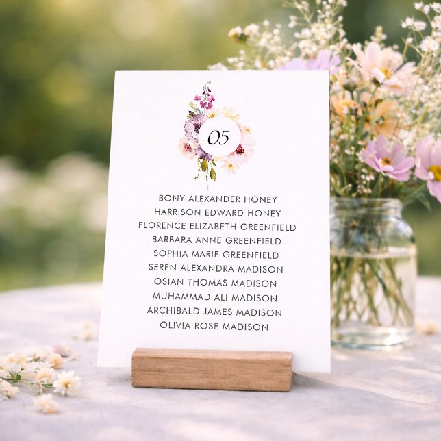 Convite Sinal de Mesa de Assentos de Casamento Floral (Criador carregado)
