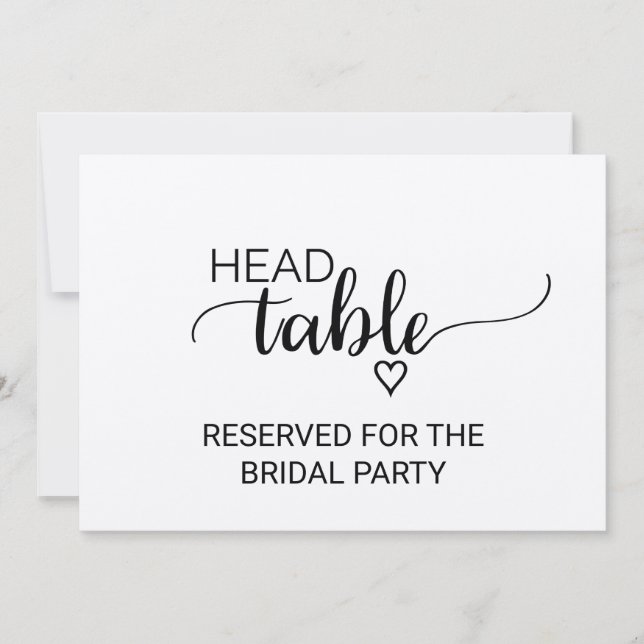Convite Sinal de Mesa de Cabeceira de Casamento Simples em (Frente)