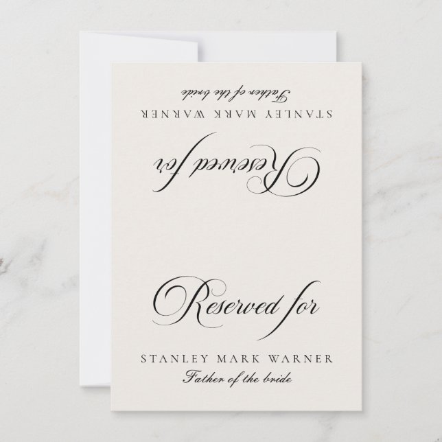 Convite Sinal de mesa de casamento preto marfim clássico r (Frente)