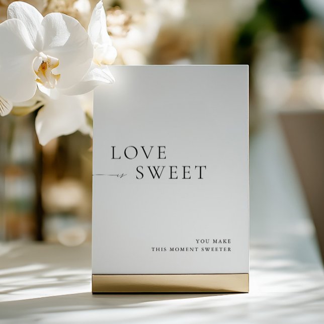 Convite Sinal de Mesa de deserto preto e branco minimalist (Minimalist Black & White Dessert Table Sign)