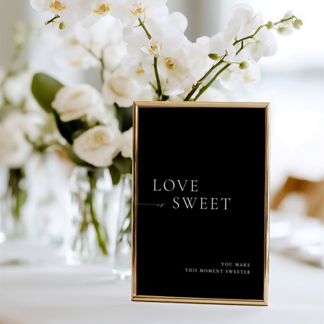 Convite Sinal de Mesa de deserto preto e branco minimalist (Minimalist Black & White Dessert Table Sign)