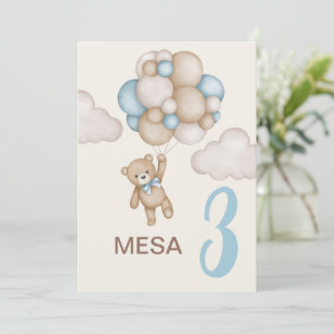 Convite Sinal de mesa espanhola do Chá de fraldas do Urso 