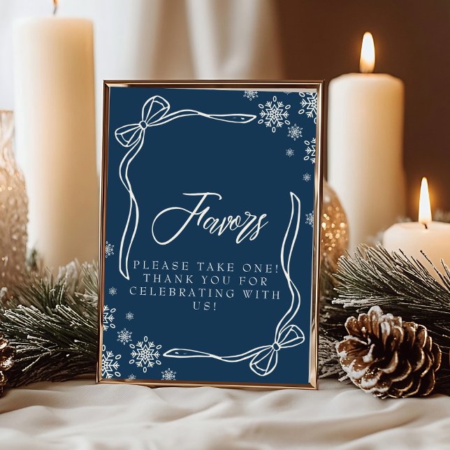 Convite Sinal de Mesa Favorito Coquette de Inverno  (Winter Coquette Favor Table Sign Invitation)