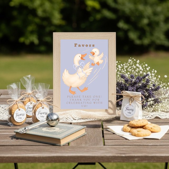 Convite Sinal de Mesa Favorito do Ganso Bobo Azul (Blue Silly Goose Favor Table Sign )