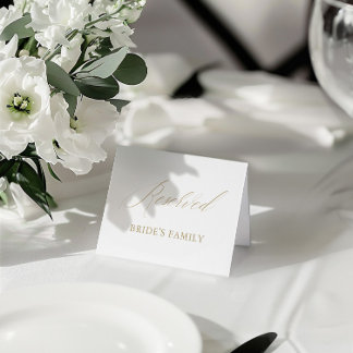 Convite Sinal de Mesa Reservada de Casamento Branco Modern