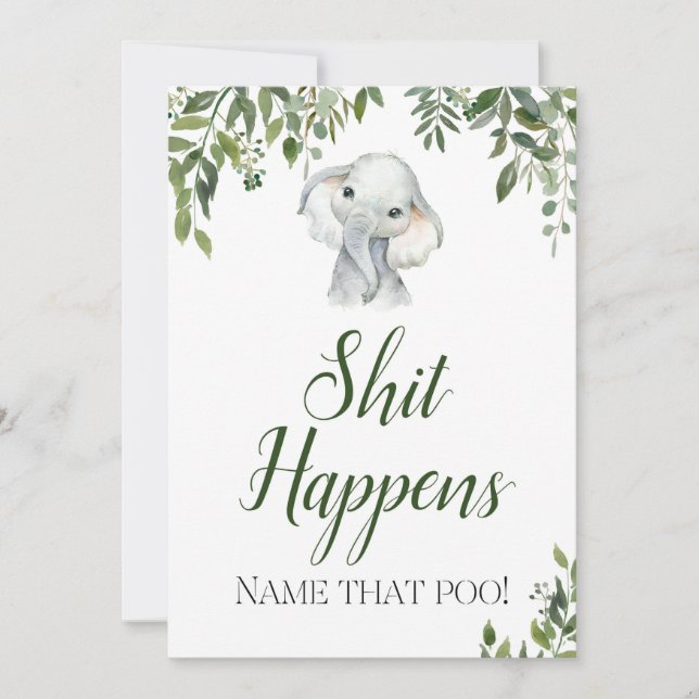 Convite Sinal de Mess Doce do Elefante Safari Selgle 5x7" (Frente)