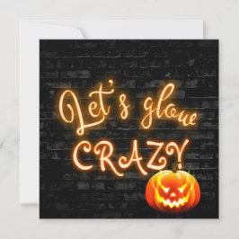 Convite Sinal de Neon de Festa de Halloween com Jack-o-lan