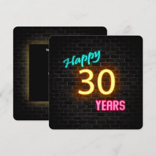 Convite Sinal de néon do aniversário de 30 anos que