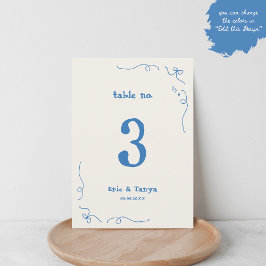 Convite Sinal de Número de Mesa de Casamento Desenhado à M