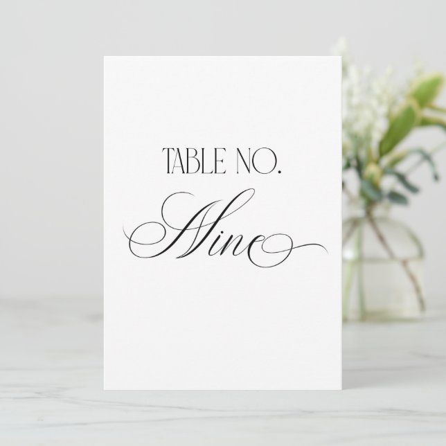 Convite Sinal de Número de Mesa de Casamento Luxo Script 5 (Em pé/Frente)