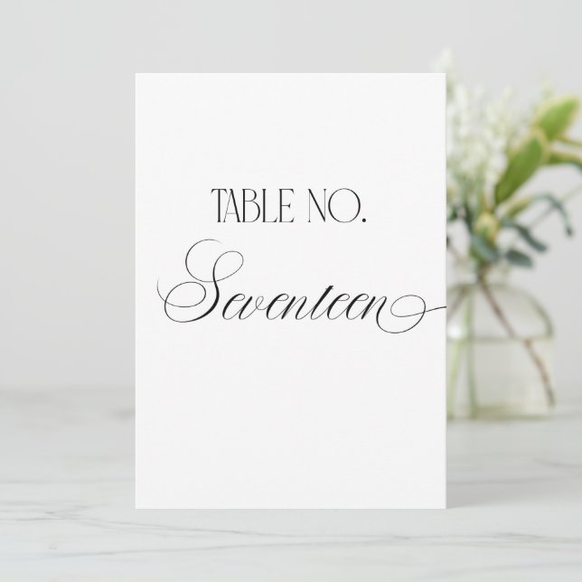 Convite Sinal de Número de Mesa de Casamento Luxo Script D (Em pé/Frente)