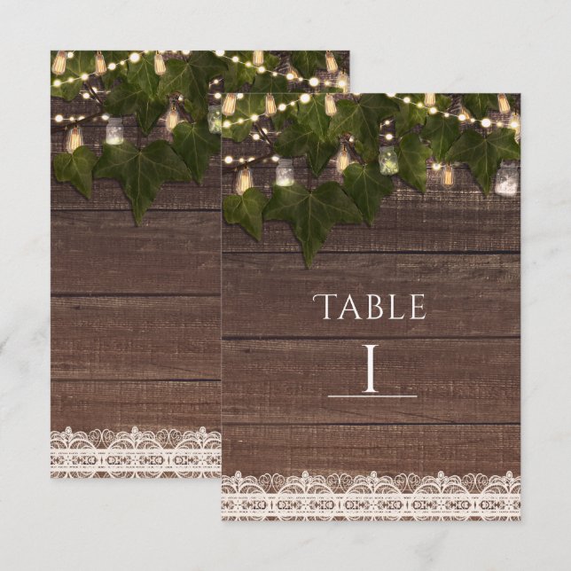 Convite Sinal de Número de Mesa Rústico em Pote de Pedra c (Frente/Verso)