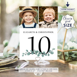 Convite Sinal de Número de Tabela de Casamento de Foto Euc