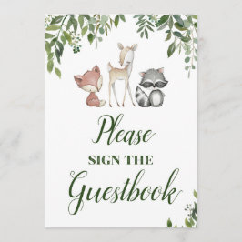 Convite Sinal de Partido Woodland - Sinal de Guestbook 5x7