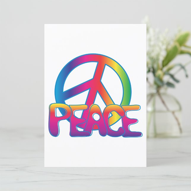 Convite Sinal de Paz Arco-íris Retro Hippie (Criador carregado)