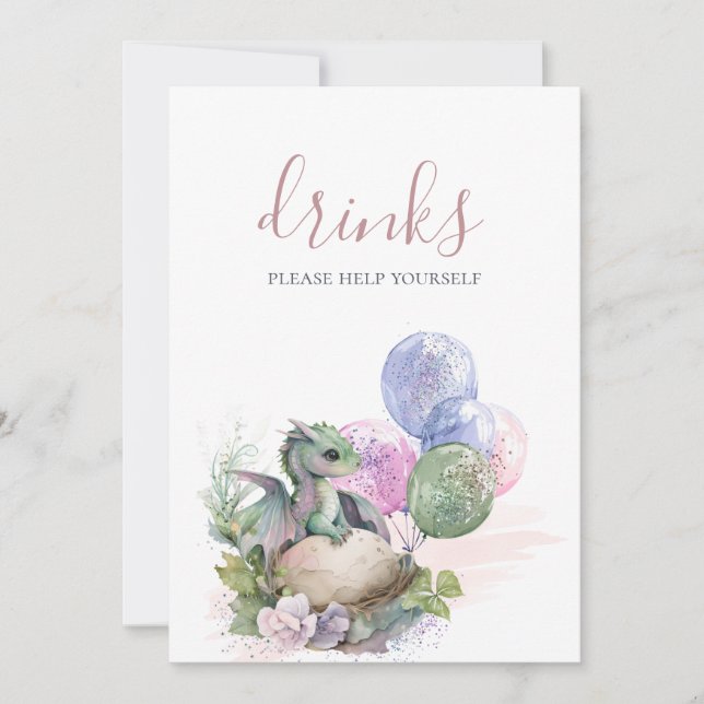 Convite Sinal de Pequeno Chá de fraldas Dragão (Frente)