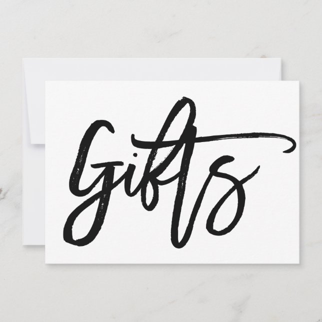 Convite Sinal de Presentes de Casamento Chic Letrados à Mã (Frente)