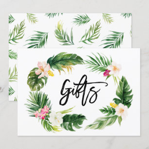 Convite Sinal de Presentes de Grinalda Floral Tropical em 