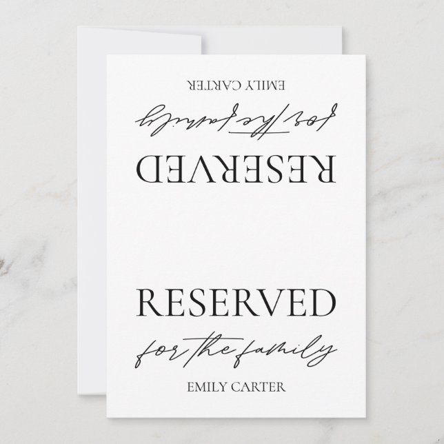 Convite Sinal de Reserva de Mesa de Casamento Branco Moder (Frente)