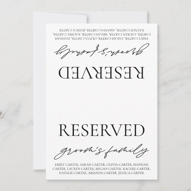 Convite Sinal de Reserva de Mesa de Casamento Branco Moder (Frente)