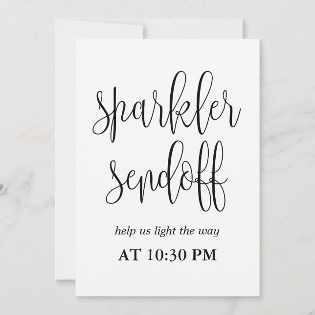 Convite Sinal de Sendoff do Sparkler - Linda Caligrafia (Frente)
