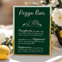 Sinal de Tabletop de Bar de Pizza Desenhada em Mão