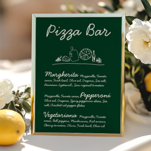 Convite Sinal de Tabletop de Bar de Pizza Desenhada em Mão