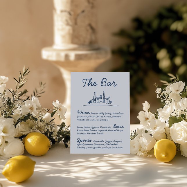 Convite Sinal de Tabletop de Casamento de Bar Desenho Retr (Retro Sketch Hand-Drawn Bar Wedding Tabletop Sign )