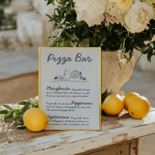 Convite Sinal de Tabletop de Casamento de Pizza Desenhada