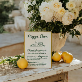 Convite Sinal de Tabletop de Casamento de Pizza Desenhada