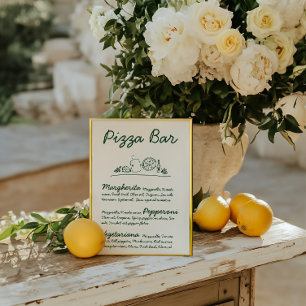 Convite Sinal de Tabletop de Casamento de Pizza Desenhada