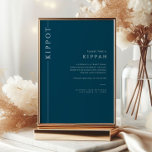 Convite Sinal de Tabletop do Bar Azul Mitzvah Kippot<br><div class="desc">Mazel tov nesta ocasião especial! Torne a cerimônia do Bar do seu filho Mitzvah especial com este sinal de marinho de tipografia minimalista azul e branco do tablete Kippah. Este sinal fornece informações sobre o que é o Kippot e instruções sobre o que fazer.</div>