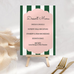 Convite Sinal do Menu de Sobremesa Rosa e Verde do Colinas