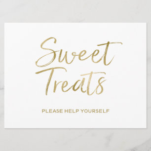 Convite Sinal "Doce Ameaças" Na moda Dourado Carta