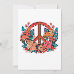 Convite Sinal Floral Paz Retro