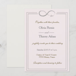 Convite Sinal infinito de casamento de cinzas cor-de-rosa 