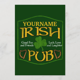 Convite Sinal irlandês personalizado do bar