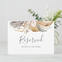 Sinal reservado de Casamento Floral Mínimo Leaf Bo