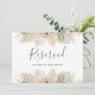Convite Sinal reservado de Casamento Floral Mínimo Leaf Bo