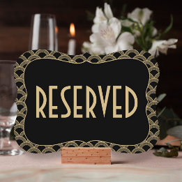 Convite Sinal Reservado de Casamento Gatsby de Dourado e G