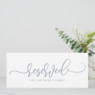 Convite Sinal Reservado de Casamento Script Dusty Blue