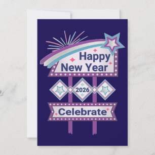 Convite Sinal Retro Feliz Ano Novo – Celebre Marquee