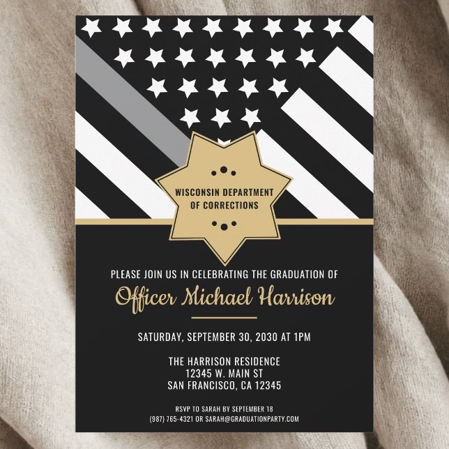 Convite Sinalizador de Festa de formatura do oficial de co (Corrections Officer Graduation Party Flag Invitation)