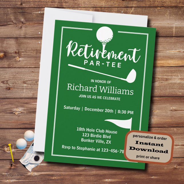 Convite Sinalizador Moderno da Bola de Golfe de Reforma (Criador carregado)