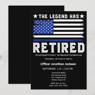 Convite Sinalizador Thin Blue Line Policial Retirement