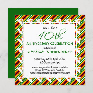 Convite SINALIZADOR ZIMBABWE Personalizável A QUALQUER ANO
