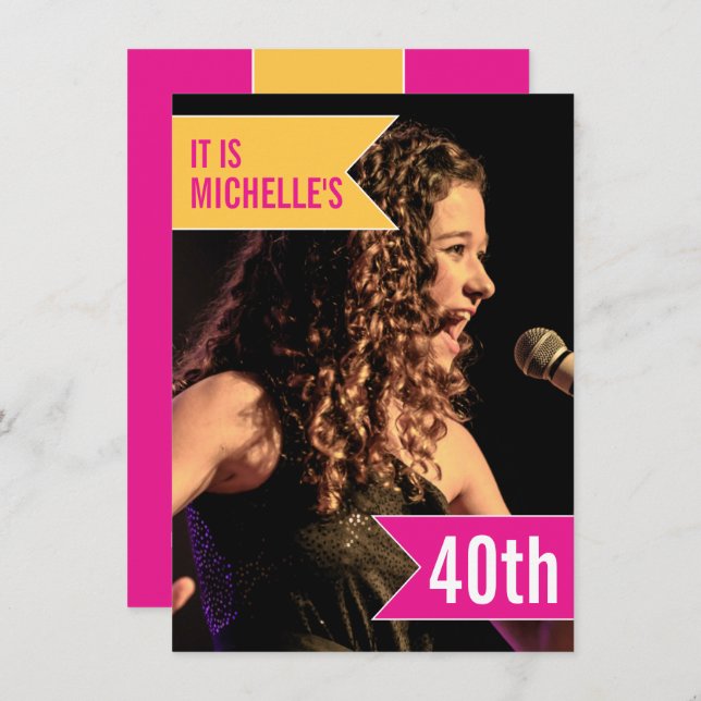 Convite Sinalizadores de aniversário de 40 anos de foto am (Frente/Verso)