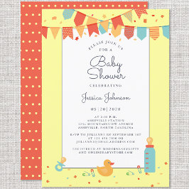 Convite Sinalizadores de Banner vermelho-amarelo-Chá de fr