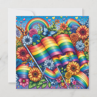 Convite Sinalizadores de Orgulho LGBTQIA+, arco-íris, flor